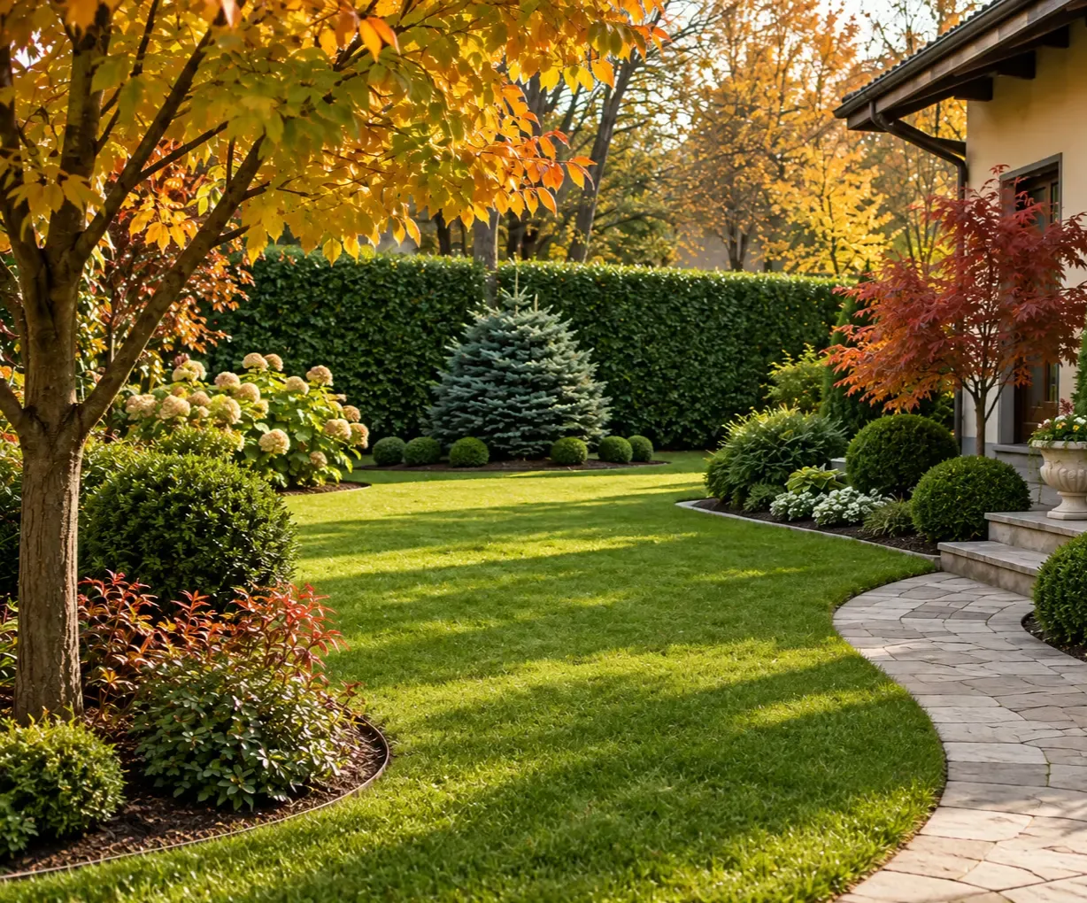Immagine creata con AI di un giardino autunnale