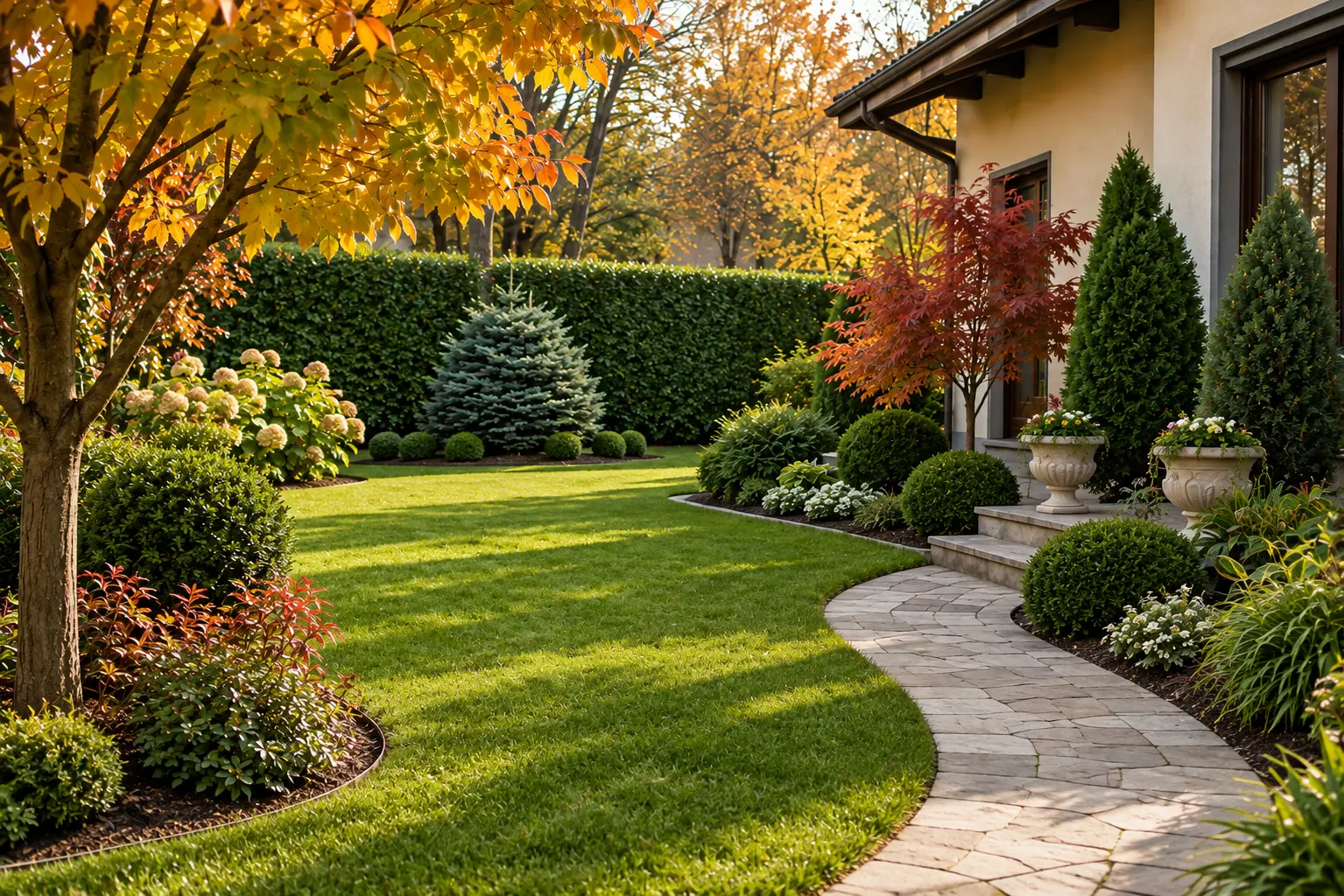 Immagine creata con AI di un giardino autunnale