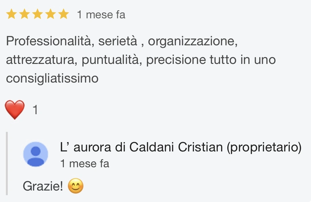 Recensione da Google